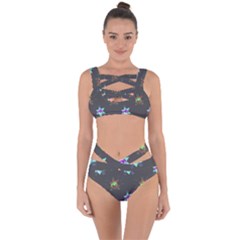 Random Doodle Pattern Star Bandaged Up Bikini Set 