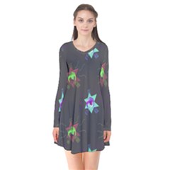 Random Doodle Pattern Star Flare Dress