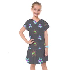 Random Doodle Pattern Star Kids  Drop Waist Dress