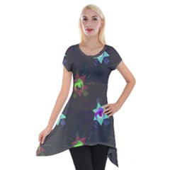 Random Doodle Pattern Star Short Sleeve Side Drop Tunic by Mariart