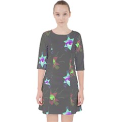 Random Doodle Pattern Star Pocket Dress