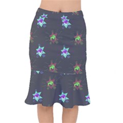 Random Doodle Pattern Star Mermaid Skirt