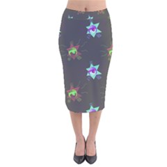 Random Doodle Pattern Star Velvet Midi Pencil Skirt