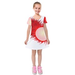 Rambutan Fruit Red Sweet Kids  Short Sleeve Velvet Dress