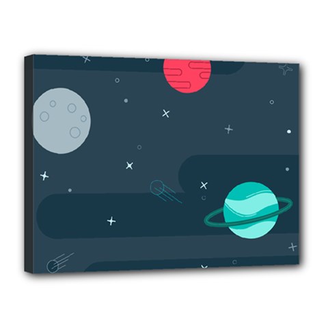 Space Pelanet Galaxy Comet Star Sky Blue Canvas 16  X 12 