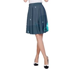 Space Pelanet Galaxy Comet Star Sky Blue A-line Skirt by Mariart