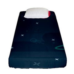 Space Pelanet Galaxy Comet Star Sky Blue Fitted Sheet (single Size) by Mariart