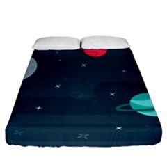 Space Pelanet Galaxy Comet Star Sky Blue Fitted Sheet (california King Size)