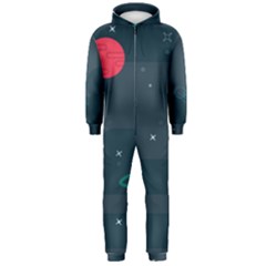 Space Pelanet Galaxy Comet Star Sky Blue Hooded Jumpsuit (men) 