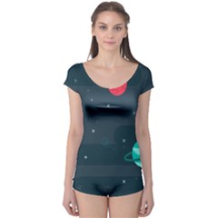 Space Pelanet Galaxy Comet Star Sky Blue Boyleg Leotard  by Mariart