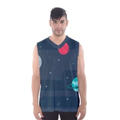 Space Pelanet Galaxy Comet Star Sky Blue Men s Basketball Tank Top