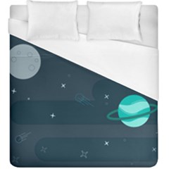 Space Pelanet Galaxy Comet Star Sky Blue Duvet Cover (king Size) by Mariart