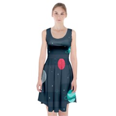 Space Pelanet Galaxy Comet Star Sky Blue Racerback Midi Dress by Mariart