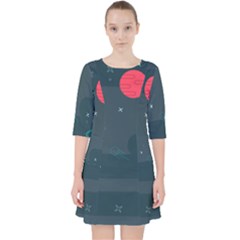 Space Pelanet Galaxy Comet Star Sky Blue Pocket Dress by Mariart