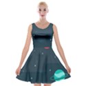 Space Pelanet Galaxy Comet Star Sky Blue Velvet Skater Dress View1