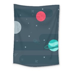 Space Pelanet Galaxy Comet Star Sky Blue Medium Tapestry