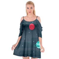 Space Pelanet Galaxy Comet Star Sky Blue Cutout Spaghetti Strap Chiffon Dress by Mariart