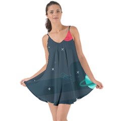 Space Pelanet Galaxy Comet Star Sky Blue Love The Sun Cover Up