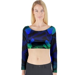 Spectrum Sputnik Space Blue Green Long Sleeve Crop Top