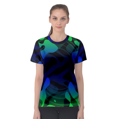 Spectrum Sputnik Space Blue Green Women s Sport Mesh Tee by Mariart