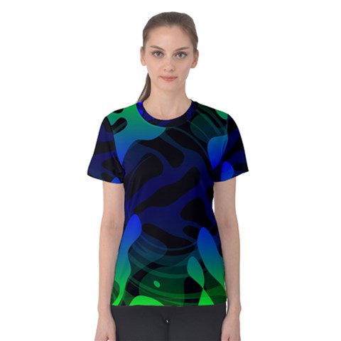 Spectrum Sputnik Space Blue Green Women s Cotton Tee by Mariart