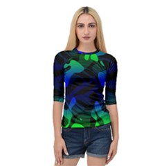 Spectrum Sputnik Space Blue Green Quarter Sleeve Raglan Tee