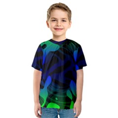 Spectrum Sputnik Space Blue Green Kids  Sport Mesh Tee