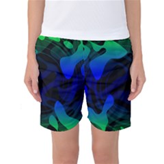 Spectrum Sputnik Space Blue Green Women s Basketball Shorts by Mariart