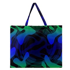 Spectrum Sputnik Space Blue Green Zipper Large Tote Bag