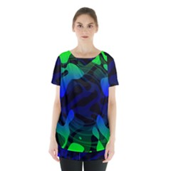 Spectrum Sputnik Space Blue Green Skirt Hem Sports Top