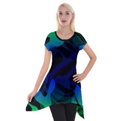 Spectrum Sputnik Space Blue Green Short Sleeve Side Drop Tunic