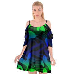 Spectrum Sputnik Space Blue Green Cutout Spaghetti Strap Chiffon Dress