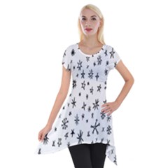 Star Doodle Short Sleeve Side Drop Tunic