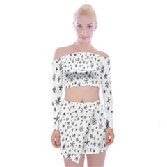 Star Doodle Off Shoulder Top With Mini Skirt Set