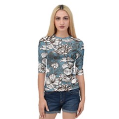 Star Flower Grey Blue Beauty Sexy Quarter Sleeve Raglan Tee