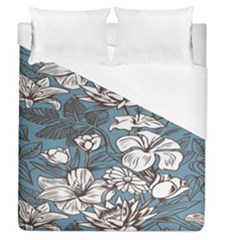 Star Flower Grey Blue Beauty Sexy Duvet Cover (queen Size) by Mariart