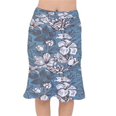 Star Flower Grey Blue Beauty Sexy Mermaid Skirt by Mariart