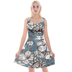 Star Flower Grey Blue Beauty Sexy Reversible Velvet Sleeveless Dress by Mariart