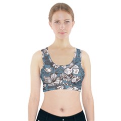 Star Flower Grey Blue Beauty Sexy Sports Bra With Pocket by Mariart