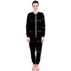 Stripes Black White Minimalist Line Onepiece Jumpsuit (ladies) 