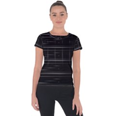 Stripes Black White Minimalist Line Short Sleeve Sports Top 