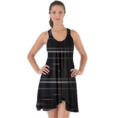 Stripes Black White Minimalist Line Show Some Back Chiffon Dress