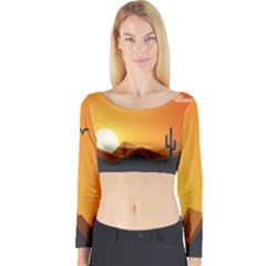 Sunset Natural Sky Long Sleeve Crop Top by Mariart