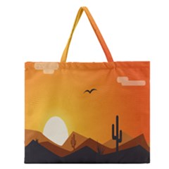 Sunset Natural Sky Zipper Large Tote Bag