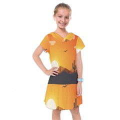 Sunset Natural Sky Kids  Drop Waist Dress