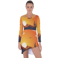 Sunset Natural Sky Asymmetric Cut-out Shift Dress by Mariart