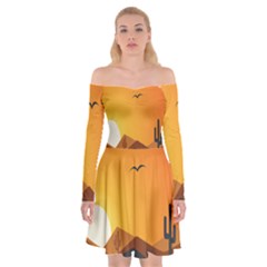 Sunset Natural Sky Off Shoulder Skater Dress by Mariart