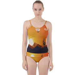 Sunset Natural Sky Cut Out Top Tankini Set