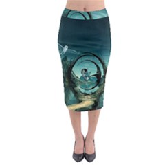 Cute Fairy Dancing On The Moon Midi Pencil Skirt by FantasyWorld7