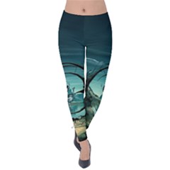 Cute Fairy Dancing On The Moon Velvet Leggings by FantasyWorld7